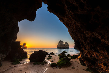 Magical coast with beach, famous rocks and caves