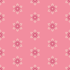 Japan style pattern with flowers. Floral sakura ornament illustration on pink