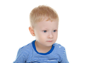 Naklejka premium Little boy isolated on white background