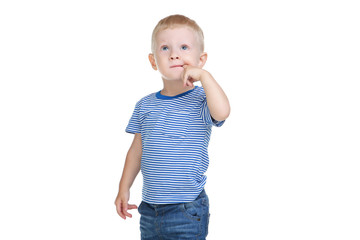 Little boy isolated on white background