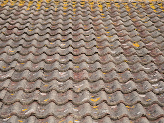 A set of interlocking roof tiles slope into the distance.United Kingdom - Image