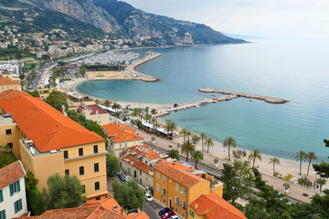 Naklejka na ściany i meble Menton, town in French Riviera Cote d'Azur.