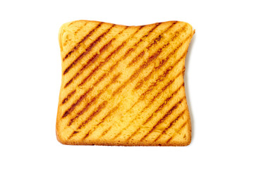 Slice of roasted toast bread on white background