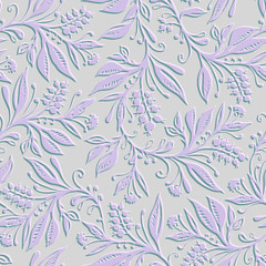 Fototapeta na wymiar Floral seamless pattern with leaves and berries. Hand drawing. Background for title, image for blog, decoration. Design for wallpapers, textiles, fabrics.