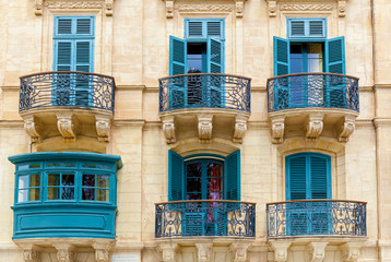 Malta architecture, facade of a house