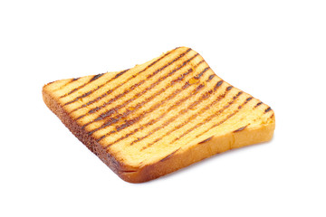 Slice of roasted toast bread on white background