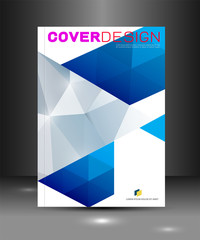 Cover template with blue triangle geometry overlapping for corporate business design background, vector illustration