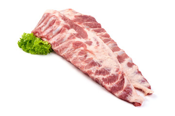 Pork belly ribs, isolated on white background