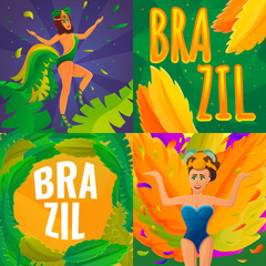 Brazil carnival banner set. Cartoon illustration of brazil carnival vector banner set for web design