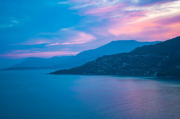 pink sky sea summer sunset  Ventimiglia