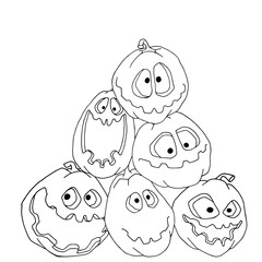 Hand drawn pumpkin set for halloween