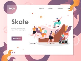 Skate vector website landing page design template