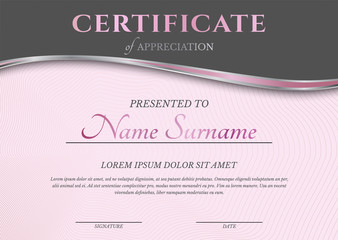 Feminine Pink Certificate Diploma Template