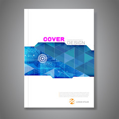 Cover template, brochure template layout, book cover, annual report, magazine or booklet with abstract geometric design for technology concept corporate business in A4 size, vector illustration