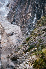 Fototapeta na wymiar Glacial Lake on Santa Cruz Trek in Huscaran National Park in the Cordillera Blanca in Northern Peru 