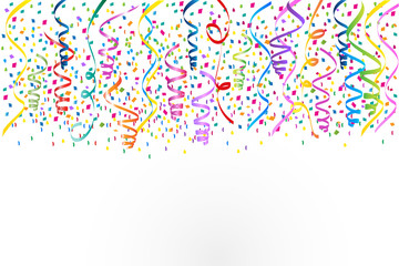 Confetti party serpentine festival celebration colorful vector background 