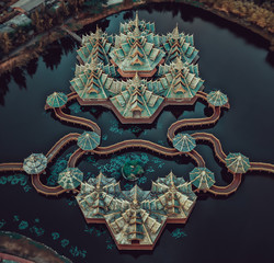 Temples in Ancient City Muang Boran in Bangkok Thailand