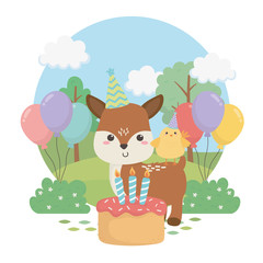 Obraz na płótnie Canvas cute fawn animal farm in birthday party scene