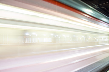 A light plume from a high-speed train closeup