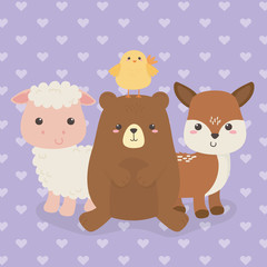 cute group of animals farm characters