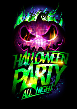 Halloween party poster, invitation card or web banner