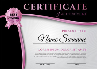 Certificate Diploma Template in Pink