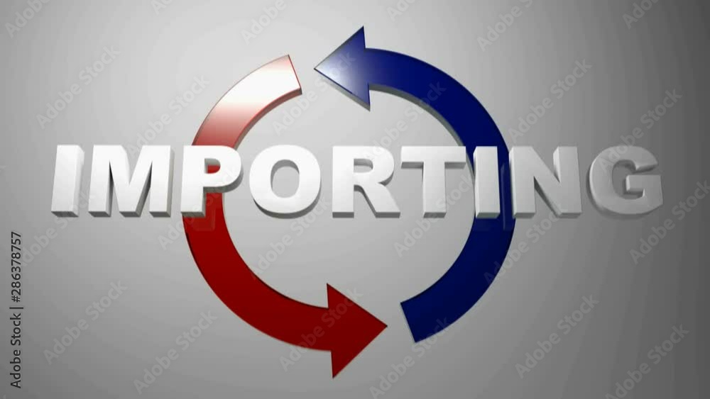 Poster importing with rotating arrows - 3d rendering video clip