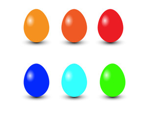 Set of realistic eggs on white background. Easter collection. Vector illustration.