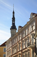 Obraz premium Old street and Townhouse in Tallinn. Estonia