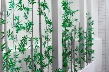 interior bamboo plant on white wall modern architecture interior design - 286381371