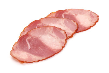 Smoked Ham sausage, isolated on white background