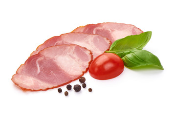 Smoked Ham sausage, isolated on white background