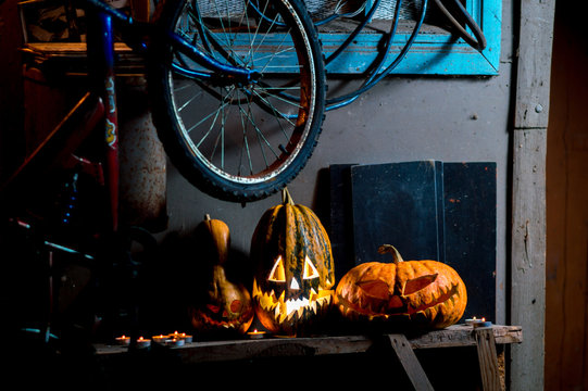 halloween october holiday orange pumpkin and candles - Powered by Adobe