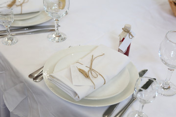 table setting white holiday decoration elegant restaurant