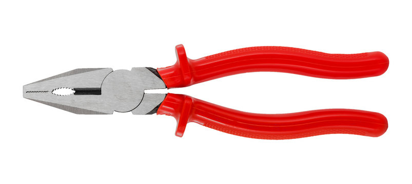 Red plier isolated on white background, hand tool