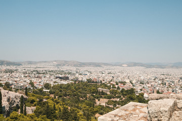 Fototapeta na wymiar Panoramic view over the old town of Athens during sunset