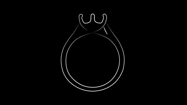 Gold ring with diamond. Animation cartoon