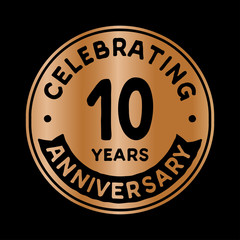 10 years anniversary logo design template. Ten years logtype. Vector and illustration.