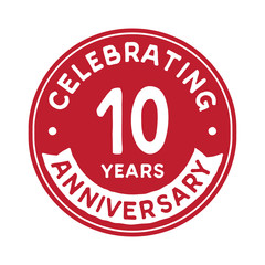 10 years anniversary logo design template. Ten years logtype. Vector and illustration.