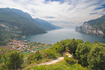 Fototapeta na wymiar The Torbole with the Lago di Garda lake.