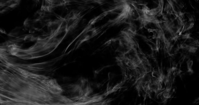 Smoke background. White smoke floating through space against black background	