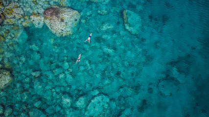 Views of Martinique beach and mountain from above, in the caribbean islands