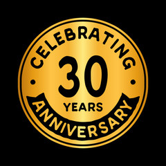 30 years anniversary logo design template. Thirty years logtype. Vector and illustration.