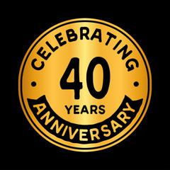 40 years anniversary logo design template. Forty years logtype. Vector and illustration.