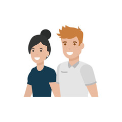 Couple of woman and man cartoon design