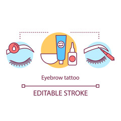 Fototapeta premium Eyebrow tattoo concept icon. Beauty service idea thin line illustration. Brow henna. Procedure in beauty salon. Eyebrow microblading. Vector isolated outline drawing. Editable stroke