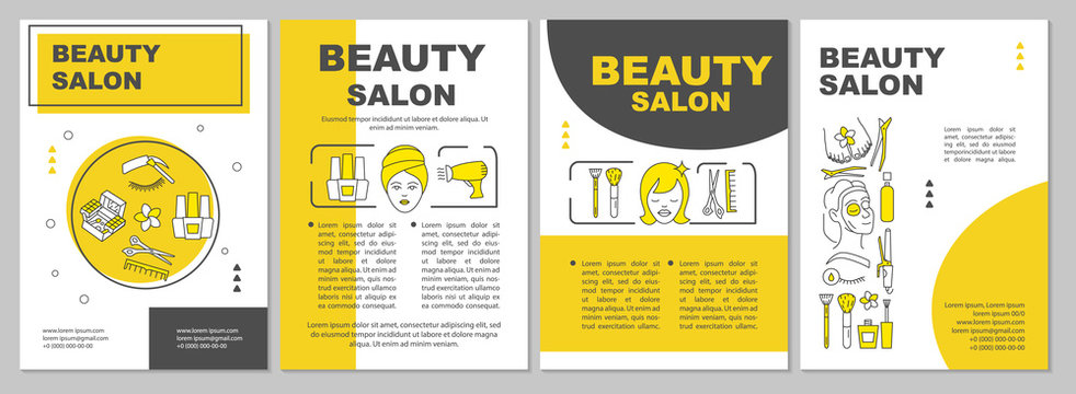 Beauty Salon Brochure Template Layout. Cosmetology Procedure, SPA. Flyer, Booklet, Leaflet Print Design With Linear Illustrations. Vector Page Layout For Magazines, Annual Reports, Advertising Posters