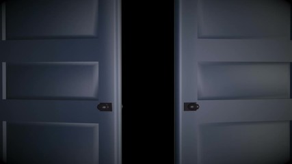 Double doors slowly open to a black background.mov