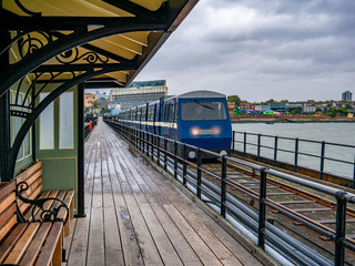 Southend Pier Railway station on the west shore of England