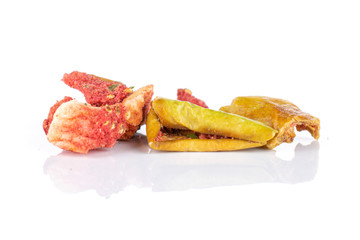 Group of five pieces of lavender strawberry ice tea isolated on white background